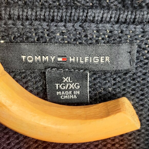 Tommy Hilfiger Navy Blue Snowflake Knit Sweater size L Christmas Holiday Party - Picture 6 of 8